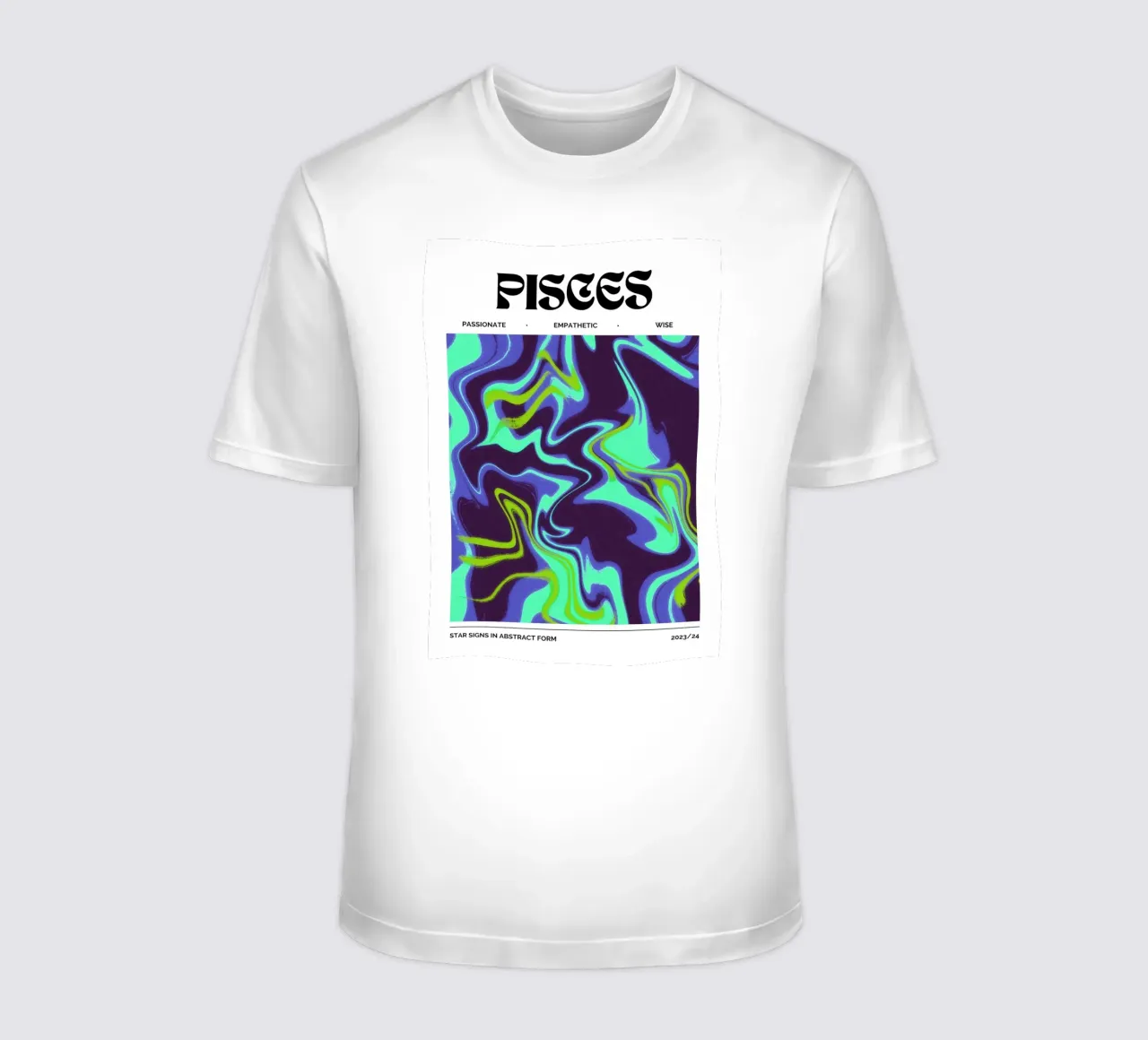 Pisces Abstract - Fluid Psychedelic Zodiac Print t-shirt by NorwesClub