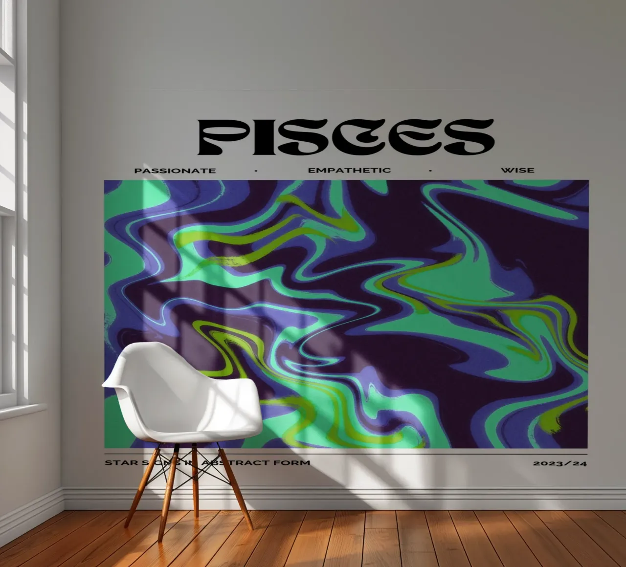 Pisces Abstract - Fluid Psychedelic Zodiac Print photo wallpaper by NorwesClub