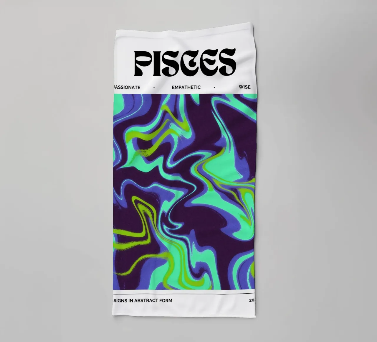 Pisces Abstract - Fluid Psychedelic Zodiac Print towel by NorwesClub