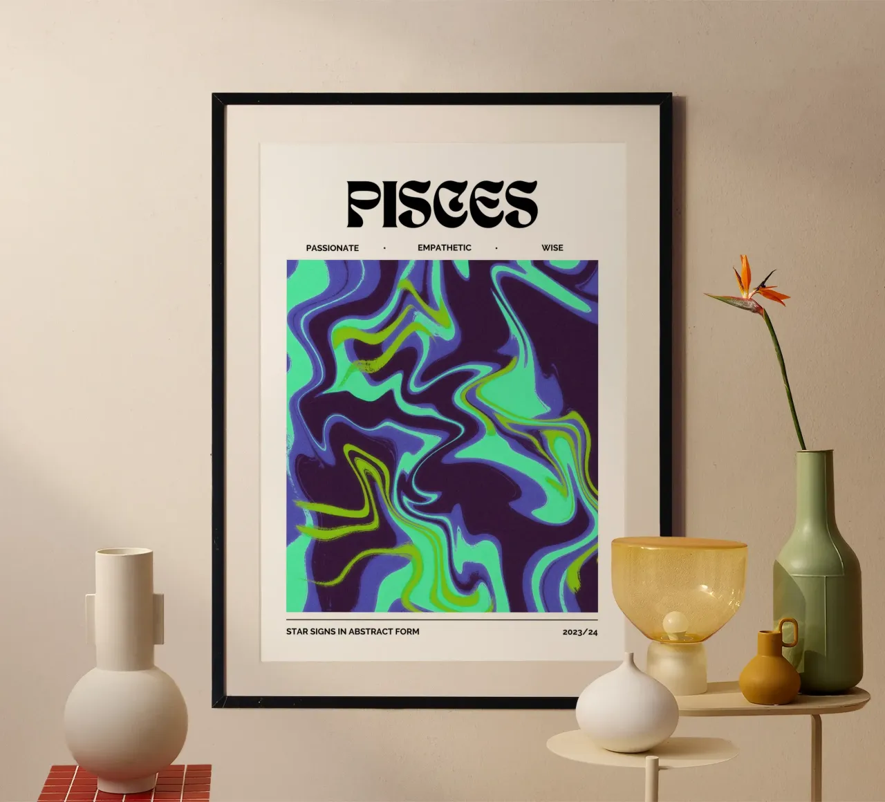 Pisces Abstract - Fluid Psychedelic Zodiac Print hahnemühle by NorwesClub