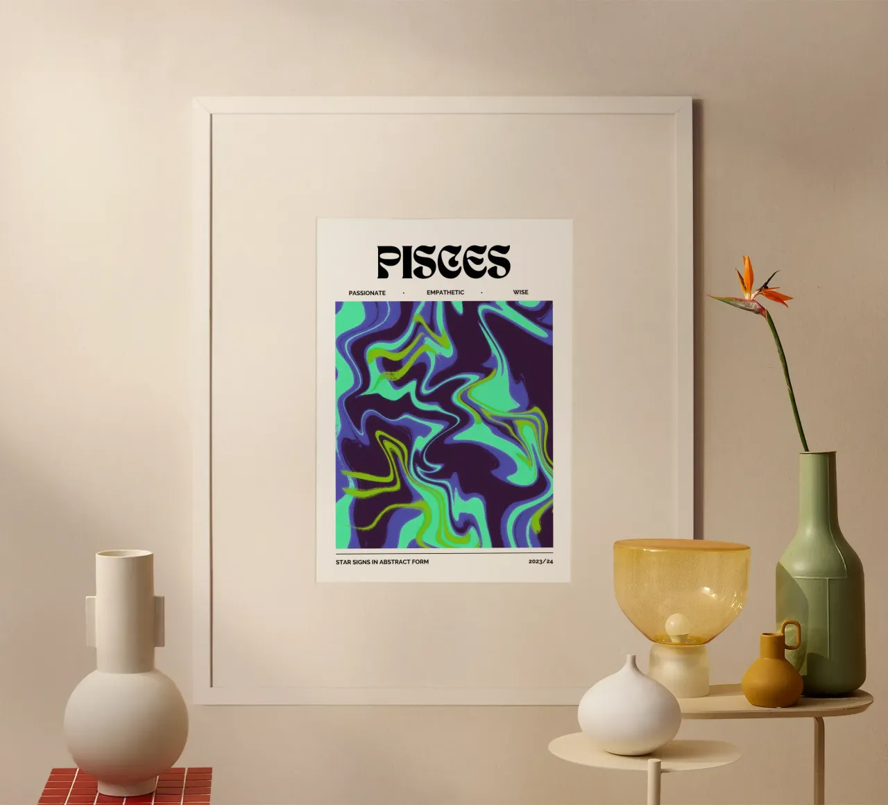 Pisces Abstract - Fluid Psychedelic Zodiac Print hahnemühle by NorwesClub
