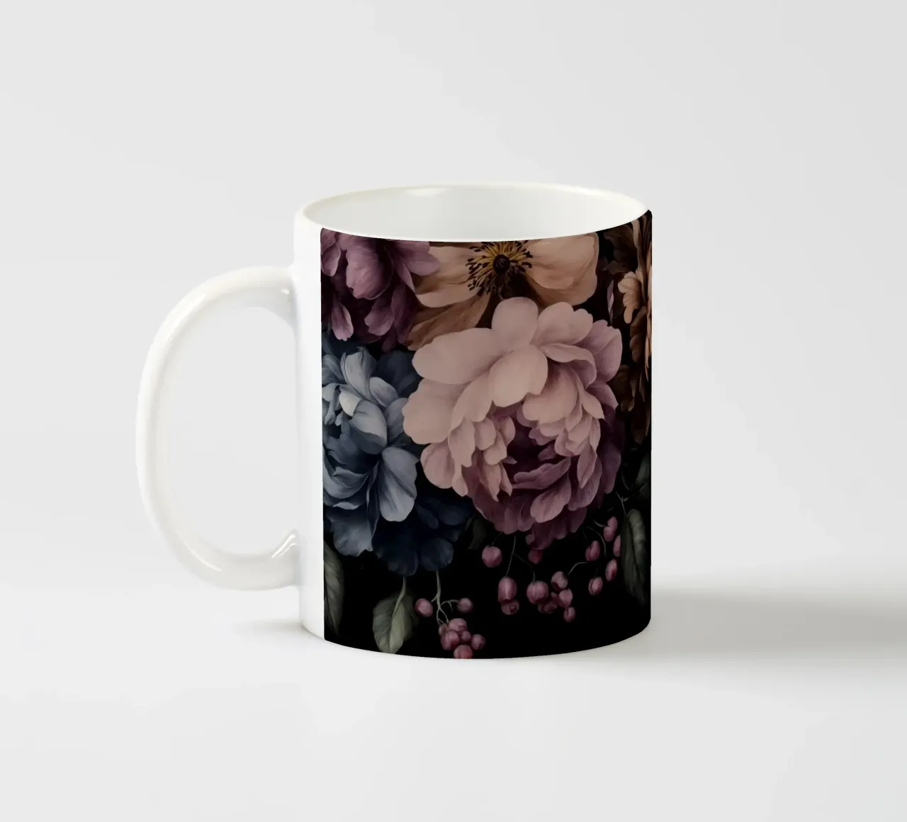 Dichiarazione floreale barocca Dark Academia tazza in ceramica da Andrea Haase Vintage World