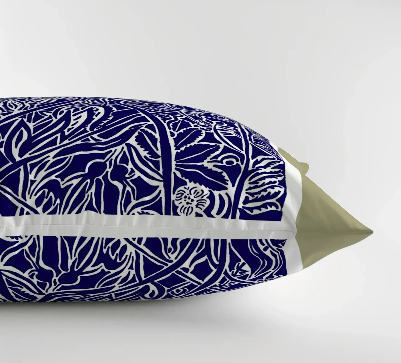 Spätsommerwiese in Scherenschnittoptik weiß auf dunkelblau Kissen von PaperLine Art
