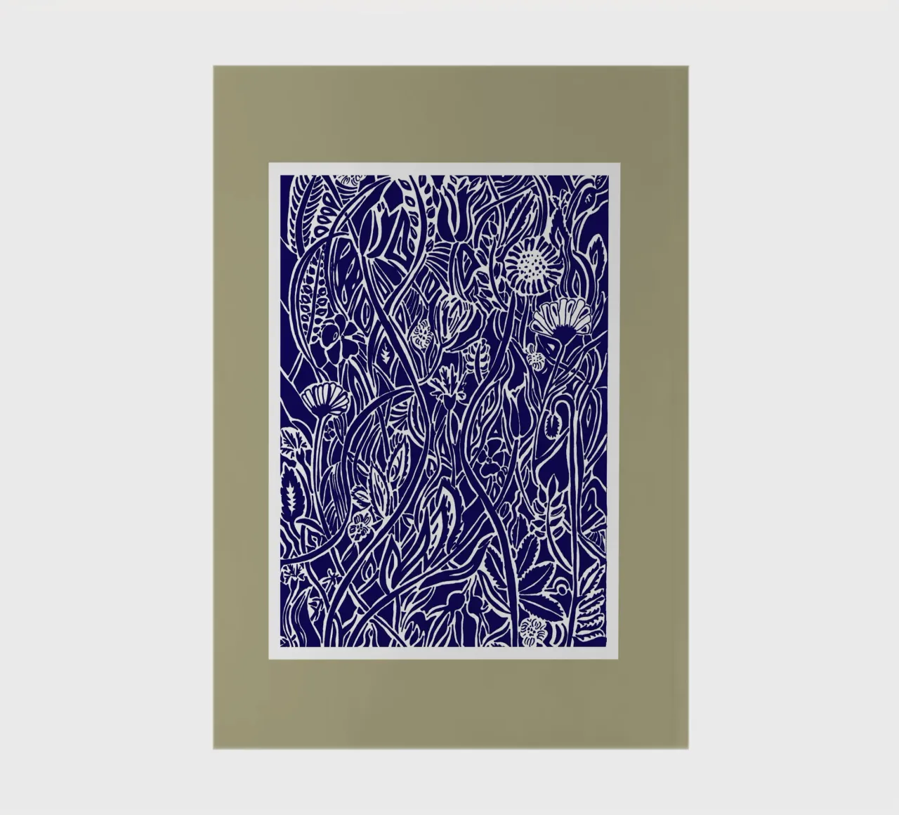Late summer meadow in silhouette look white on dark blue notebook by PaperLine Art