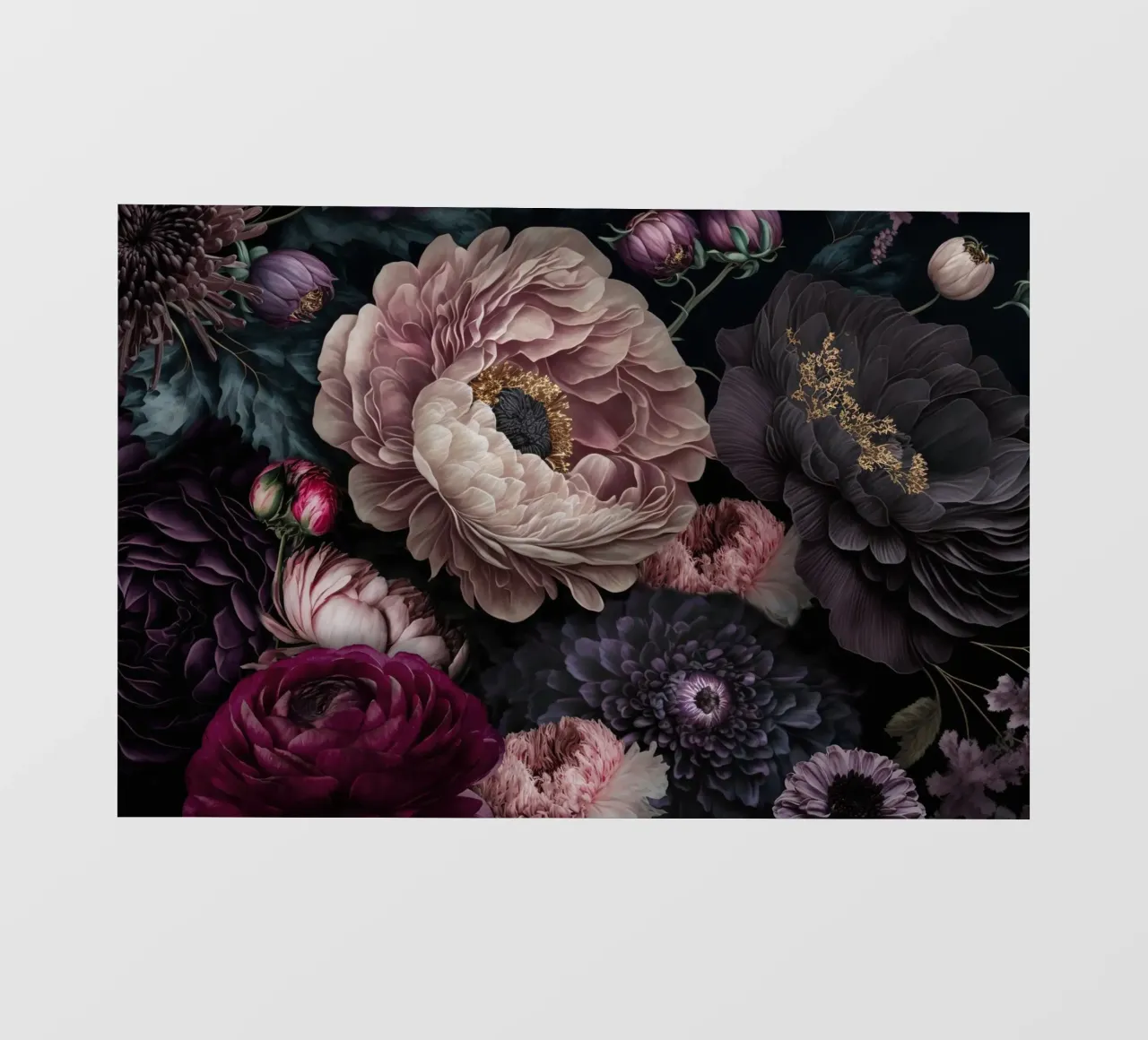 Bloomscape notturno Fiori barocchi scuri pellicola backlit da Andrea Haase Vintage World