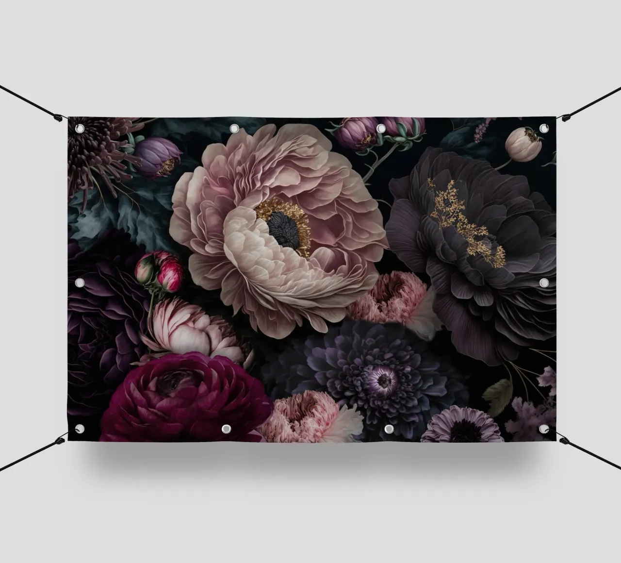 Bloomscape notturno Fiori barocchi scuri telo in pvc da Andrea Haase Vintage World