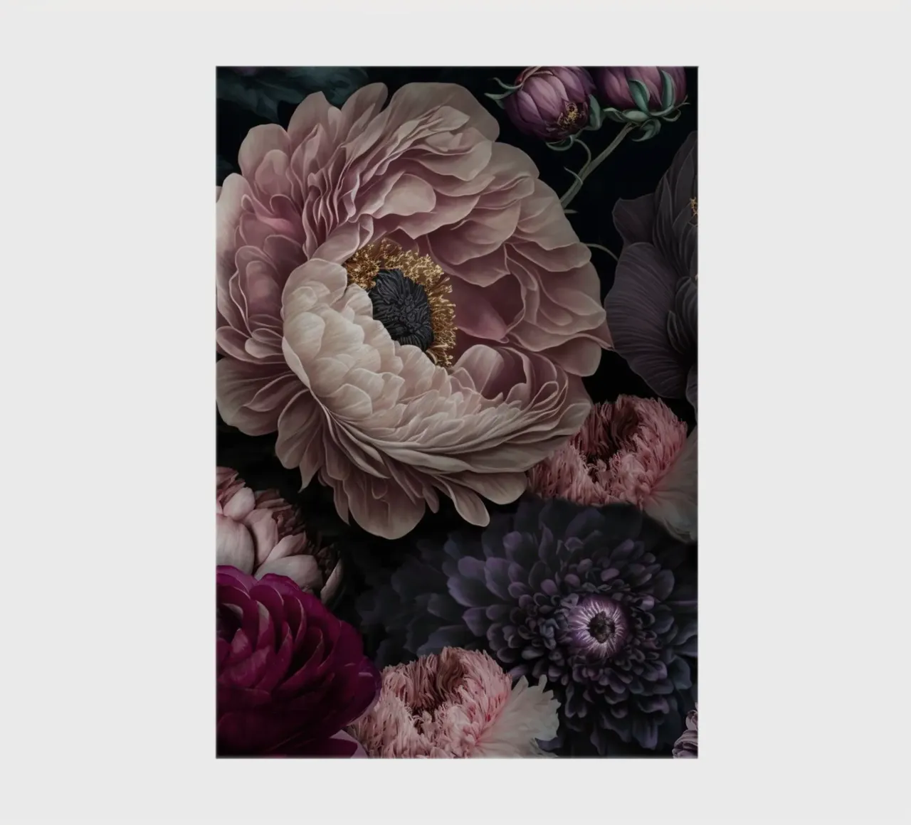 Nocturnal Bloomscape Dark Baroque Flowers notebook by Andrea Haase Vintage World
