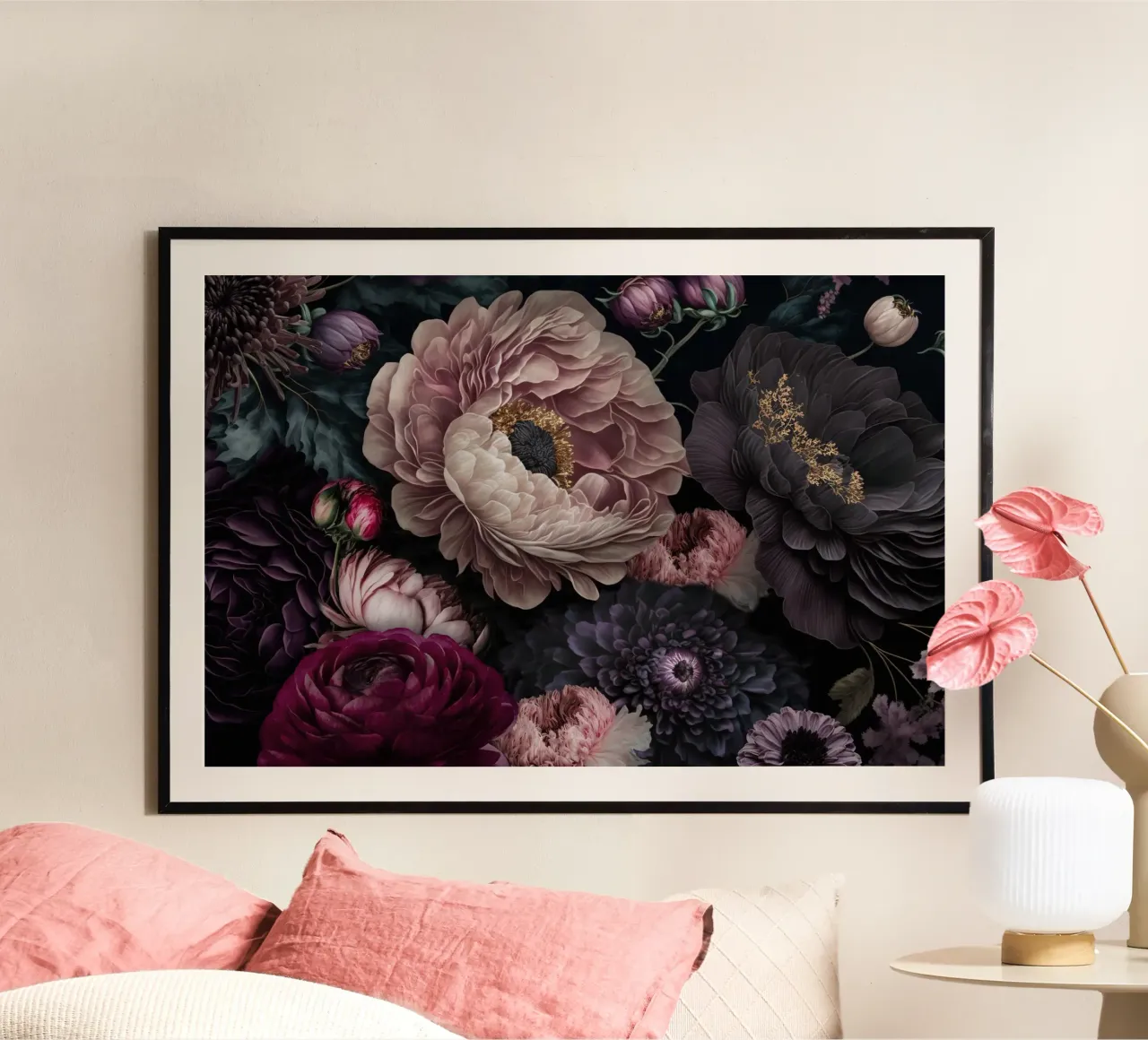 Bloomscape notturno Fiori barocchi scuri carta hahnemühle da Andrea Haase Vintage World