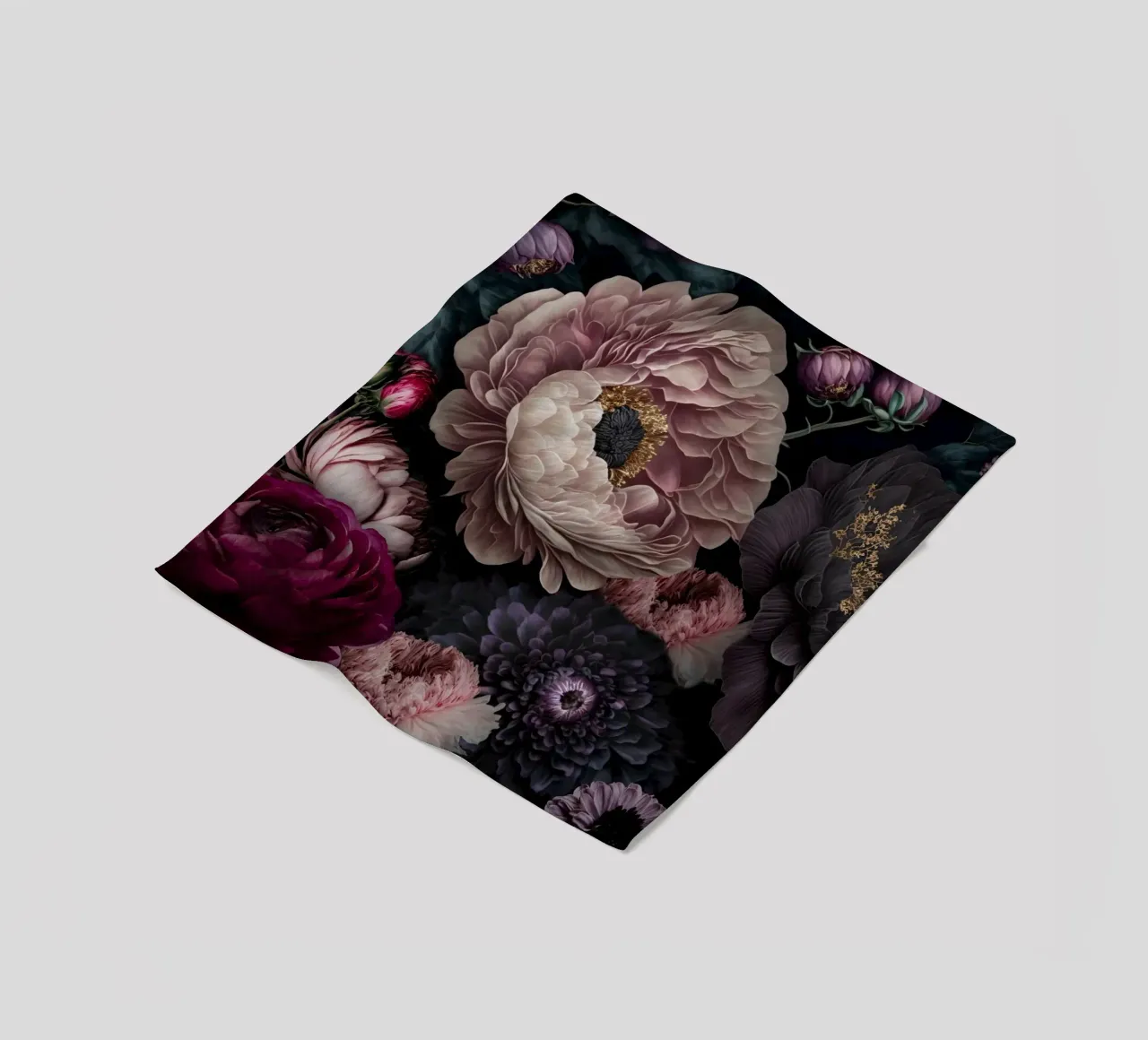 Bloomscape notturno Fiori barocchi scuri coperta in pile da Andrea Haase Vintage World