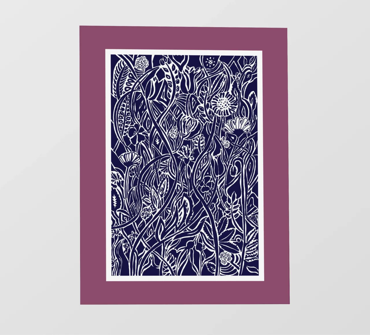 Nazomerweide in silhouet, wit tegen donkerblauw backlit folie van PaperLine Art