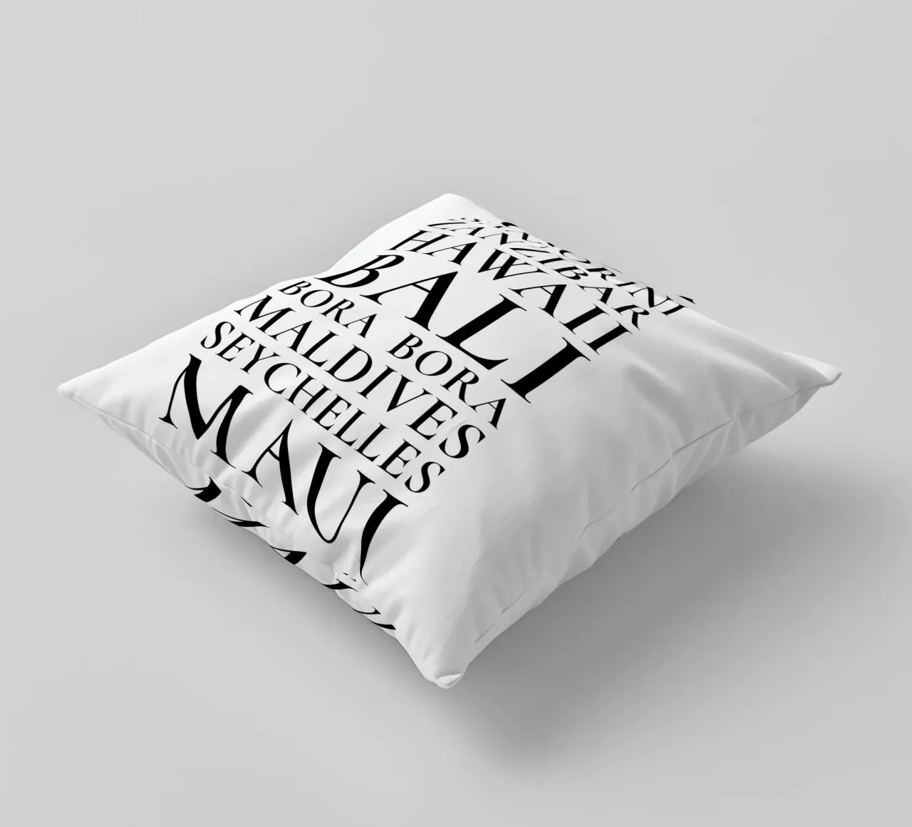 Island dreams Cuba Bali Maui decorative cushion by Typo Designs