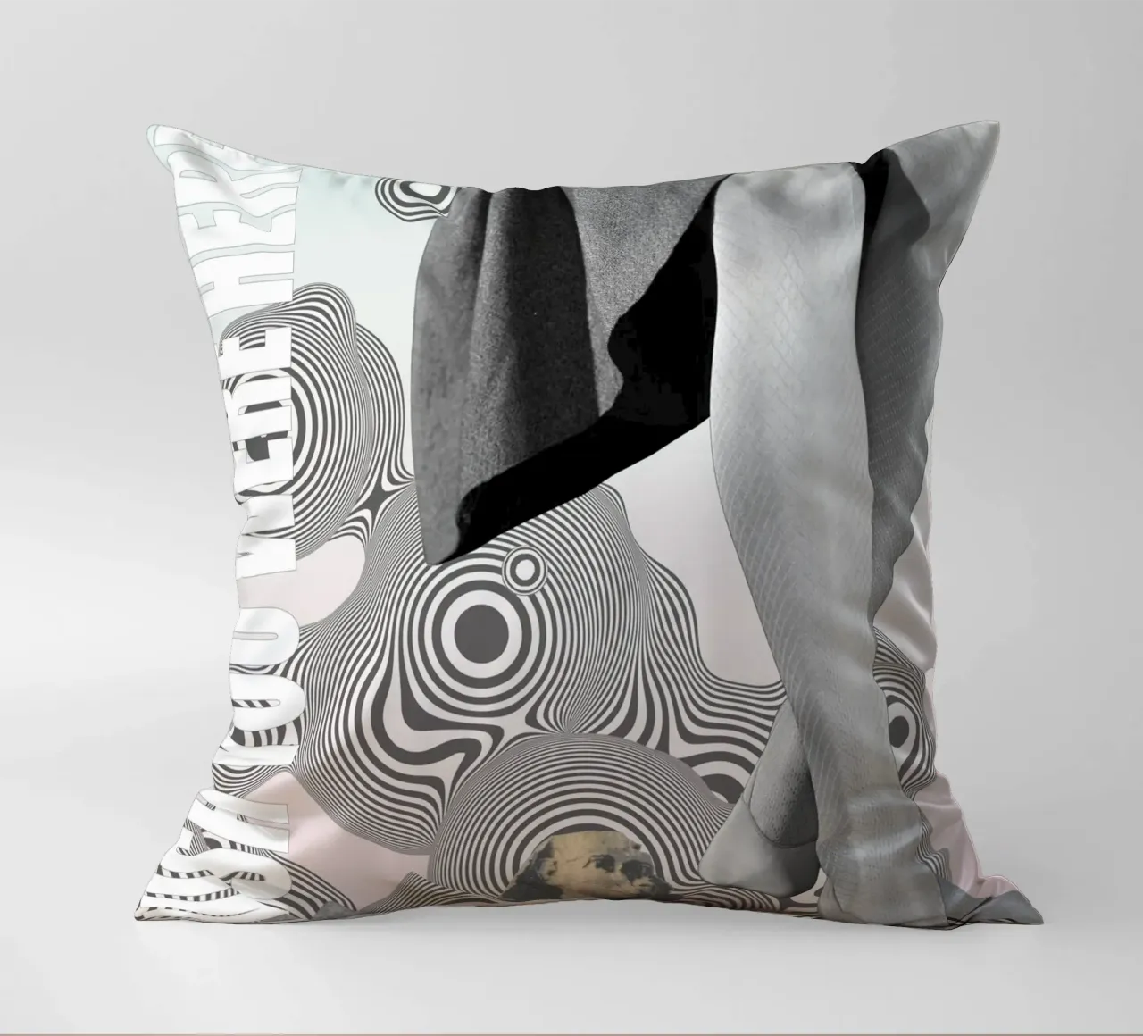 Wish You Were Here | Press Play Art Print Collage decorative cushion by Press Play Art Prints