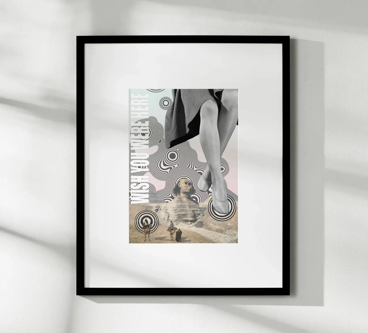 Wish You Were Here | Press Play Art Print Collage poster with aluminum frame by Press Play Art Prints