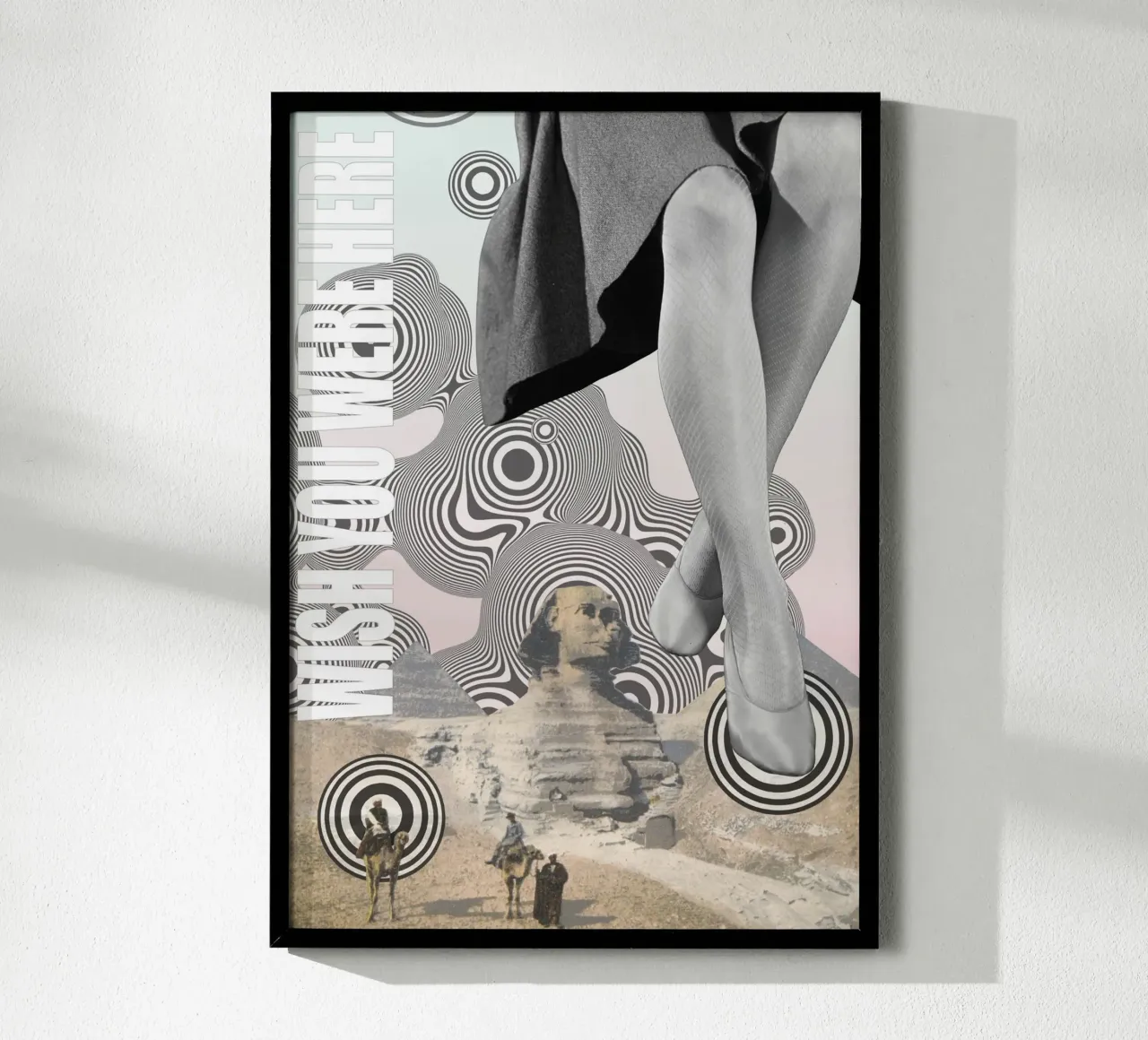 Wish You Were Here | Press Play Art Print Collage poster with aluminum frame by Press Play Art Prints