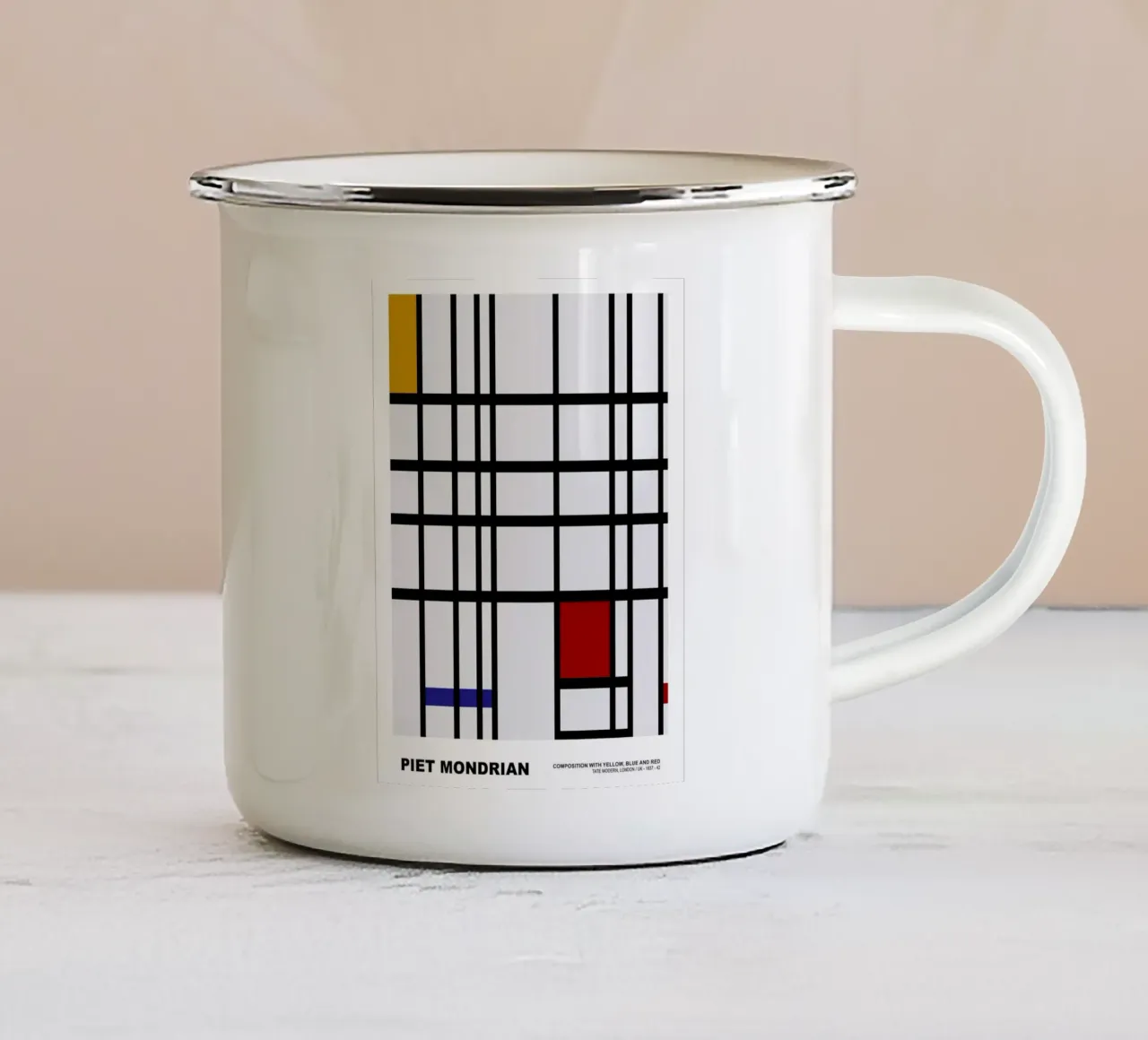 Composizione Giallo Blu Rosso, 1937 tazza in smalto da Turner Kyle