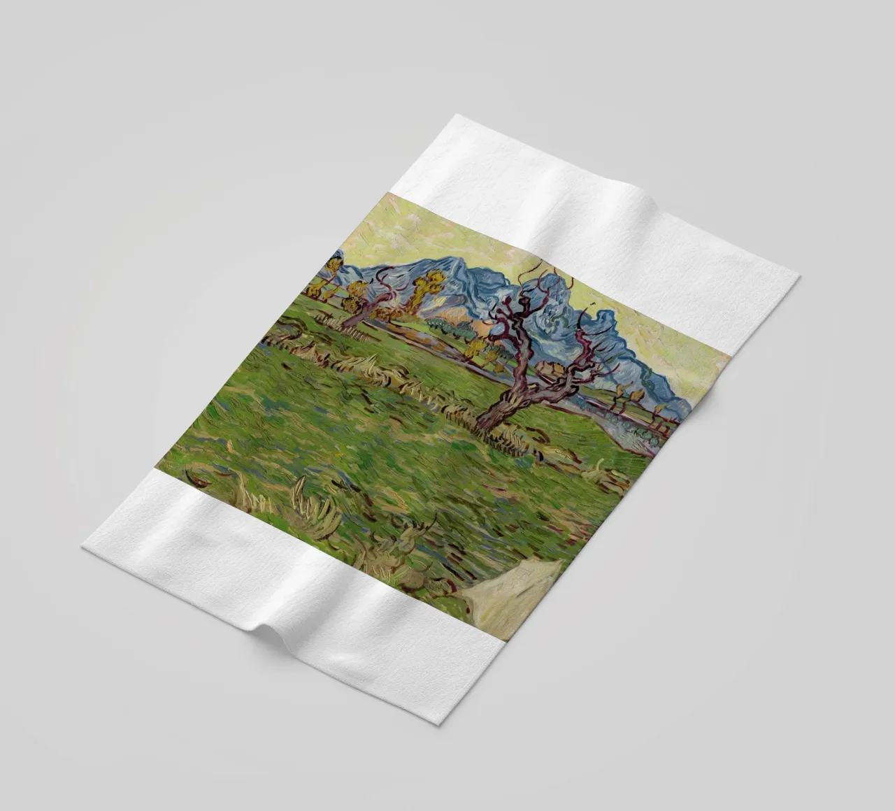 the olive trees twist their branches beach towel by cloud shop