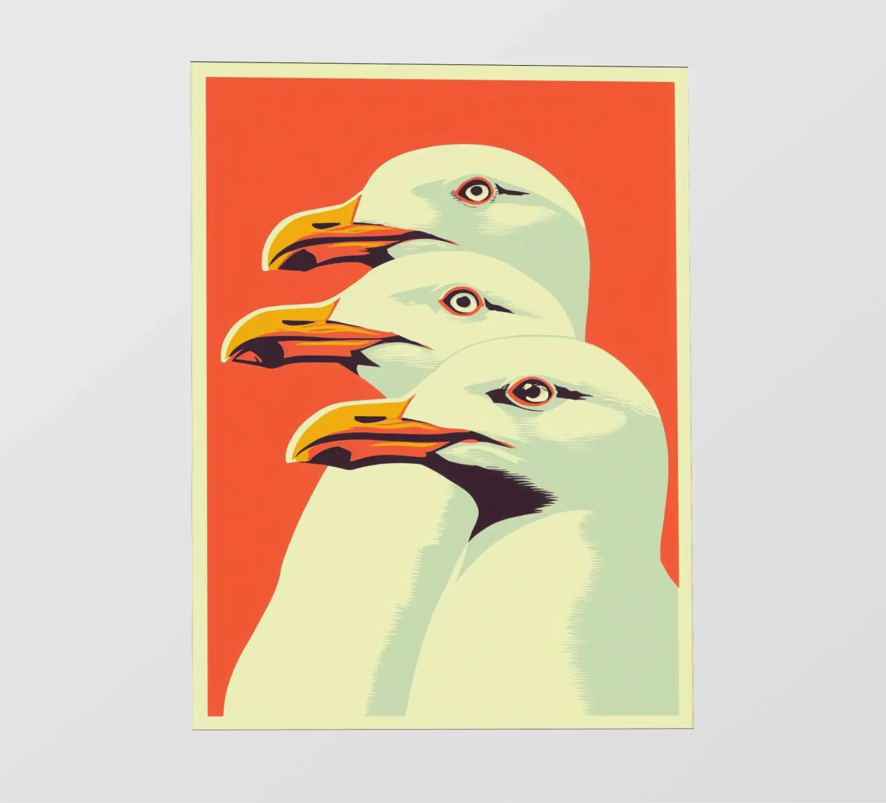 Trio di gabbiani in stile poster d'epoca | Design retrò marittimo telo in pvc da Autofocus