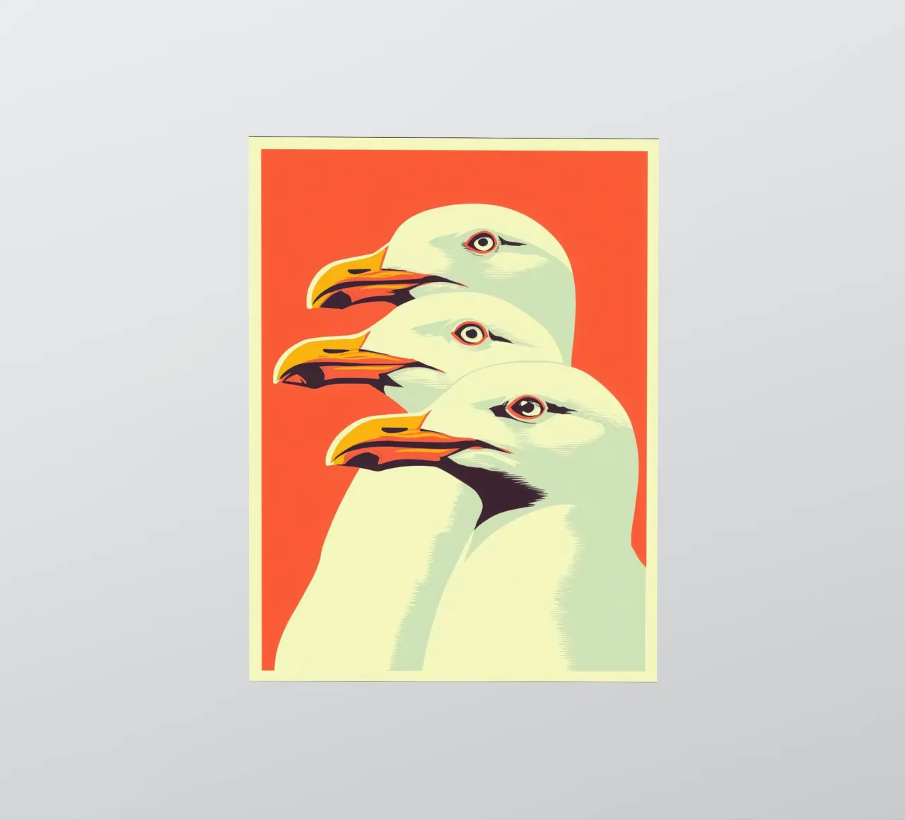 Seagull trio in vintage poster style | Maritime retro design sticker by Autofocus