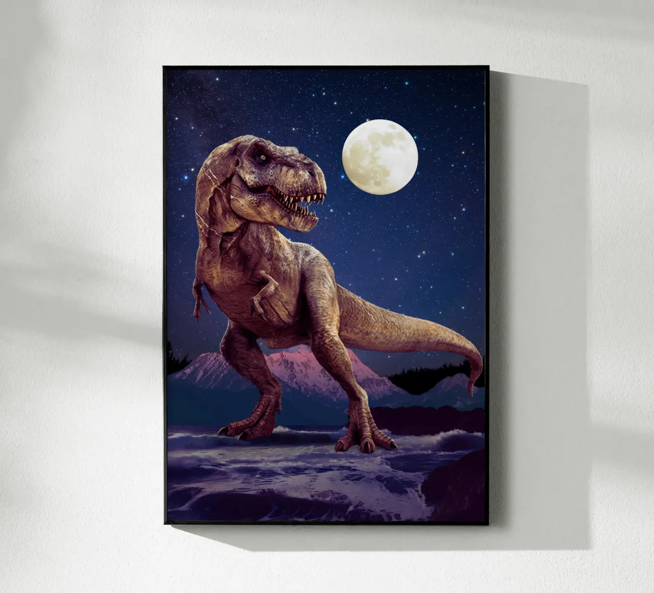 Tyrannosaurus Rex under the moonlight plexiglass da Berwies Artwork