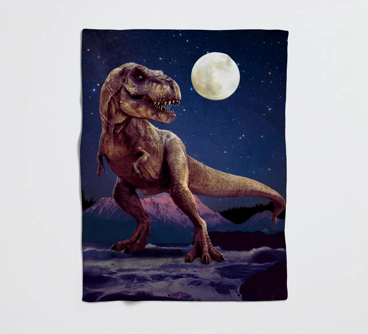 Tyrannosaurus Rex under the moonlight coperta in pile da Berwies Artwork