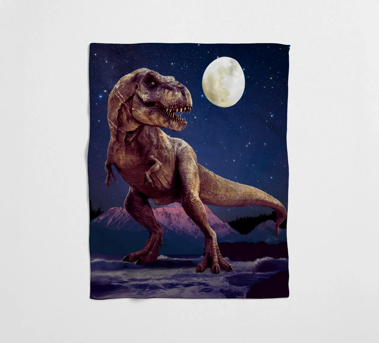 Tyrannosaurus Rex under the moonlight coperta in pile da Berwies Artwork