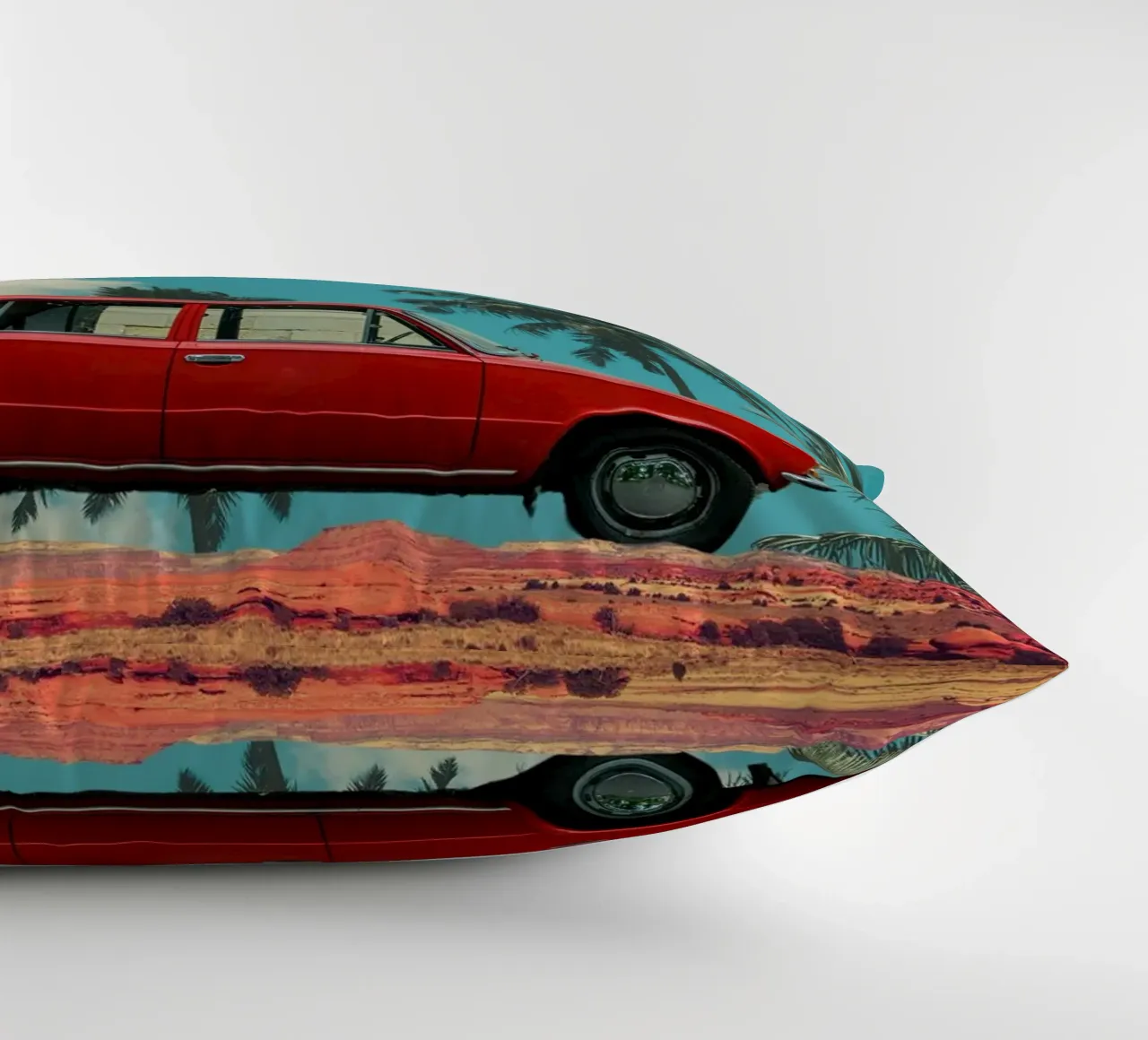 Viaggio tropicale in auto rossa cuscino da Berwies Artwork