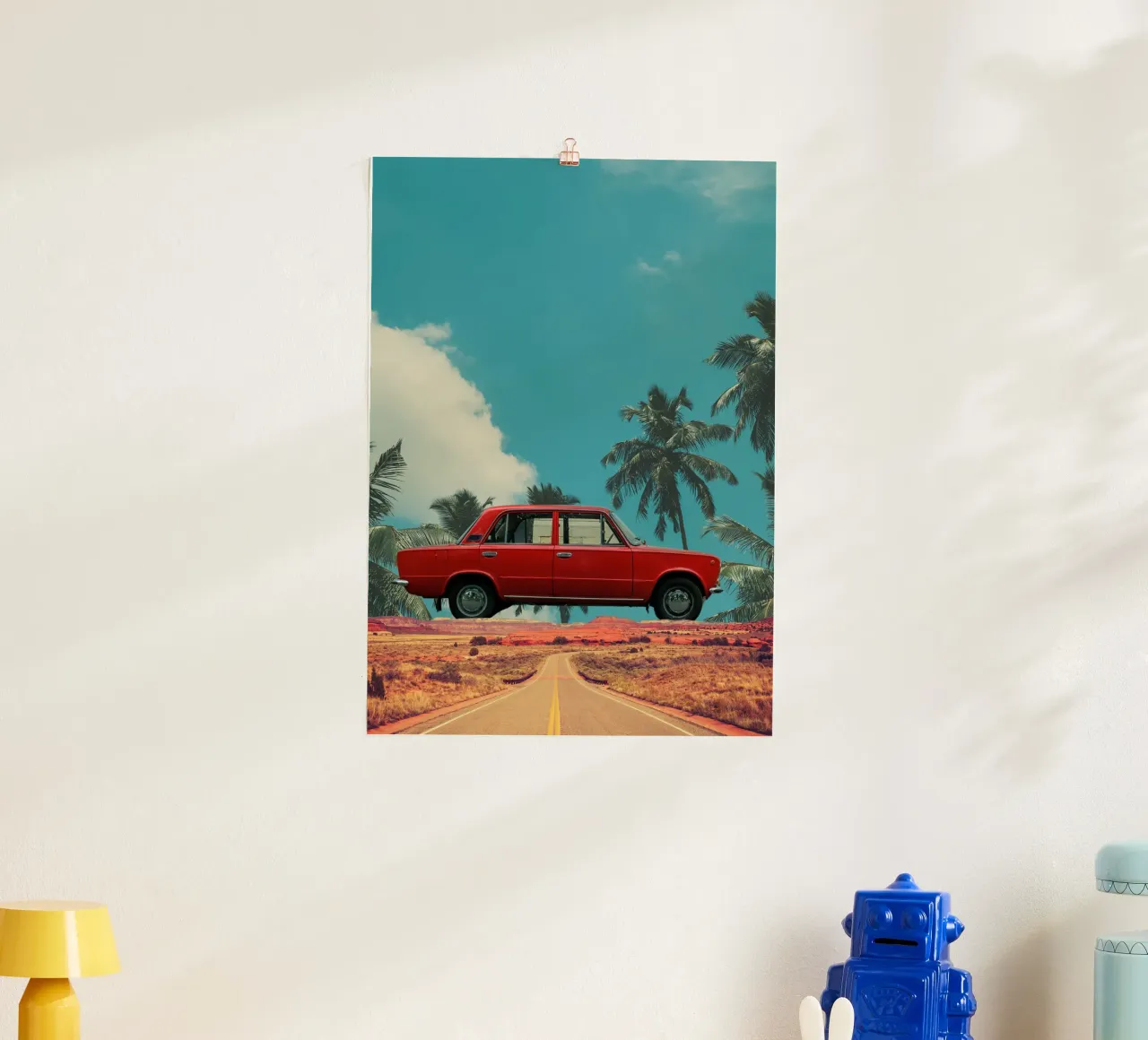 Viaggio tropicale in auto rossa carta hahnemühle da Berwies Artwork