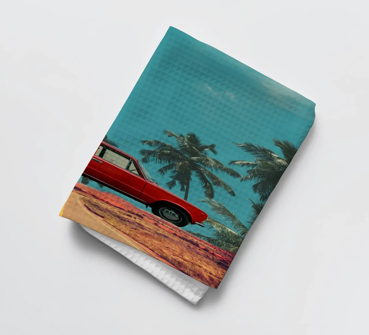 Viaggio tropicale in auto rossa canovaccio da cucina da Berwies Artwork