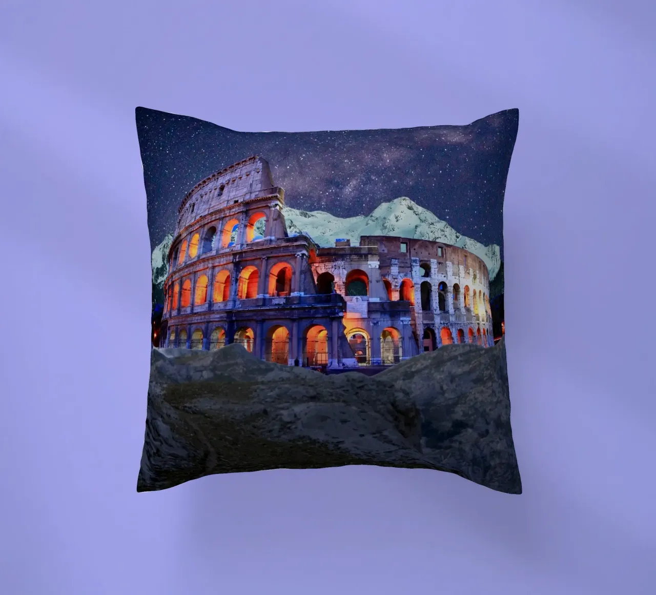 Colosseum under the stars decorative cushion by Berwies Artwork