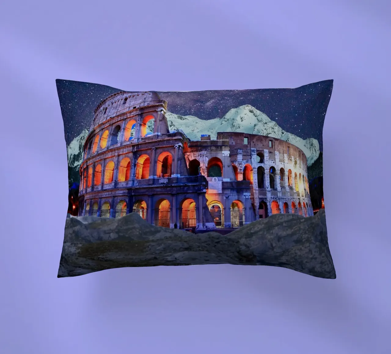 Colosseum under the stars decorative cushion by Berwies Artwork