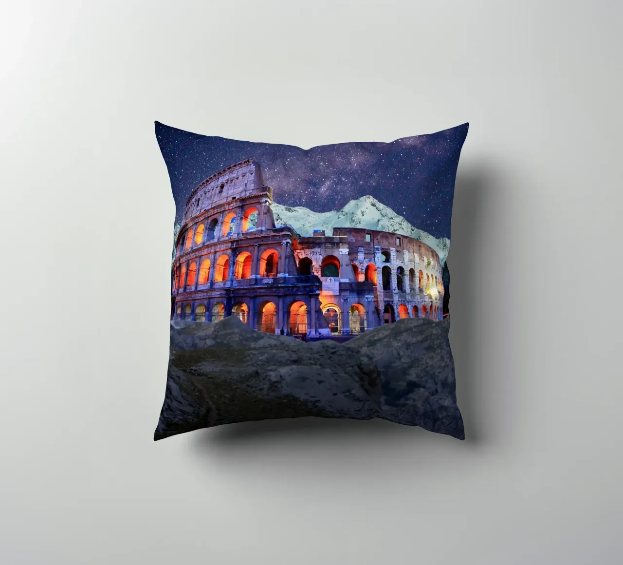 Colosseum under the stars decorative cushion by Berwies Artwork