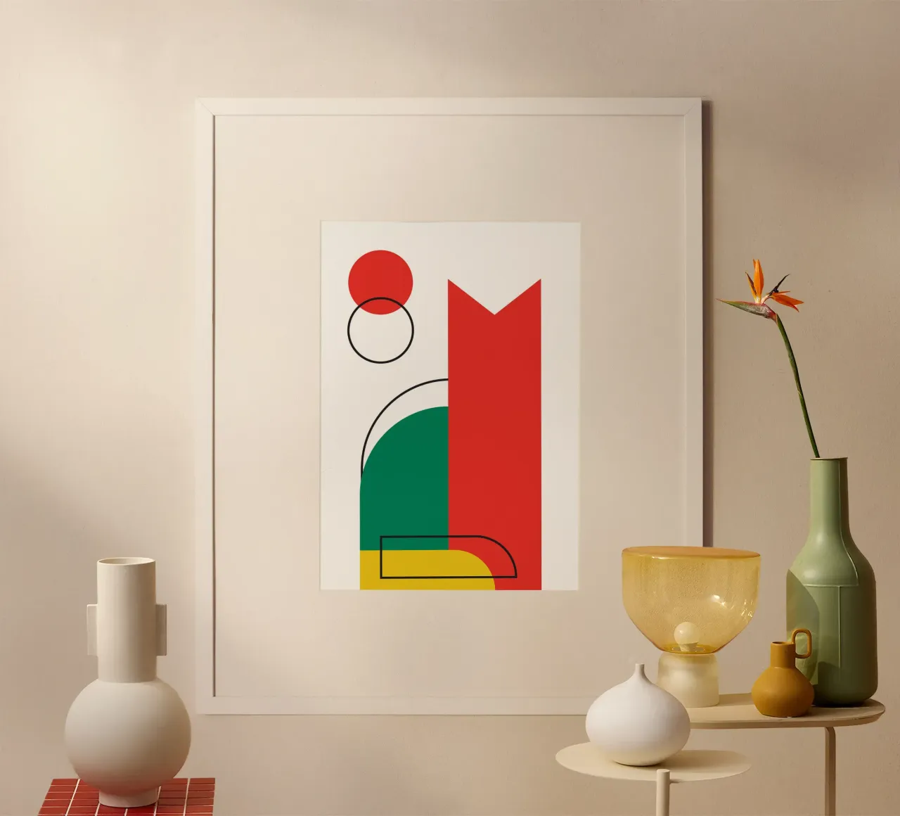 Cat Bauhaus Modern poster with plastic frame by Family Bauhaus Art