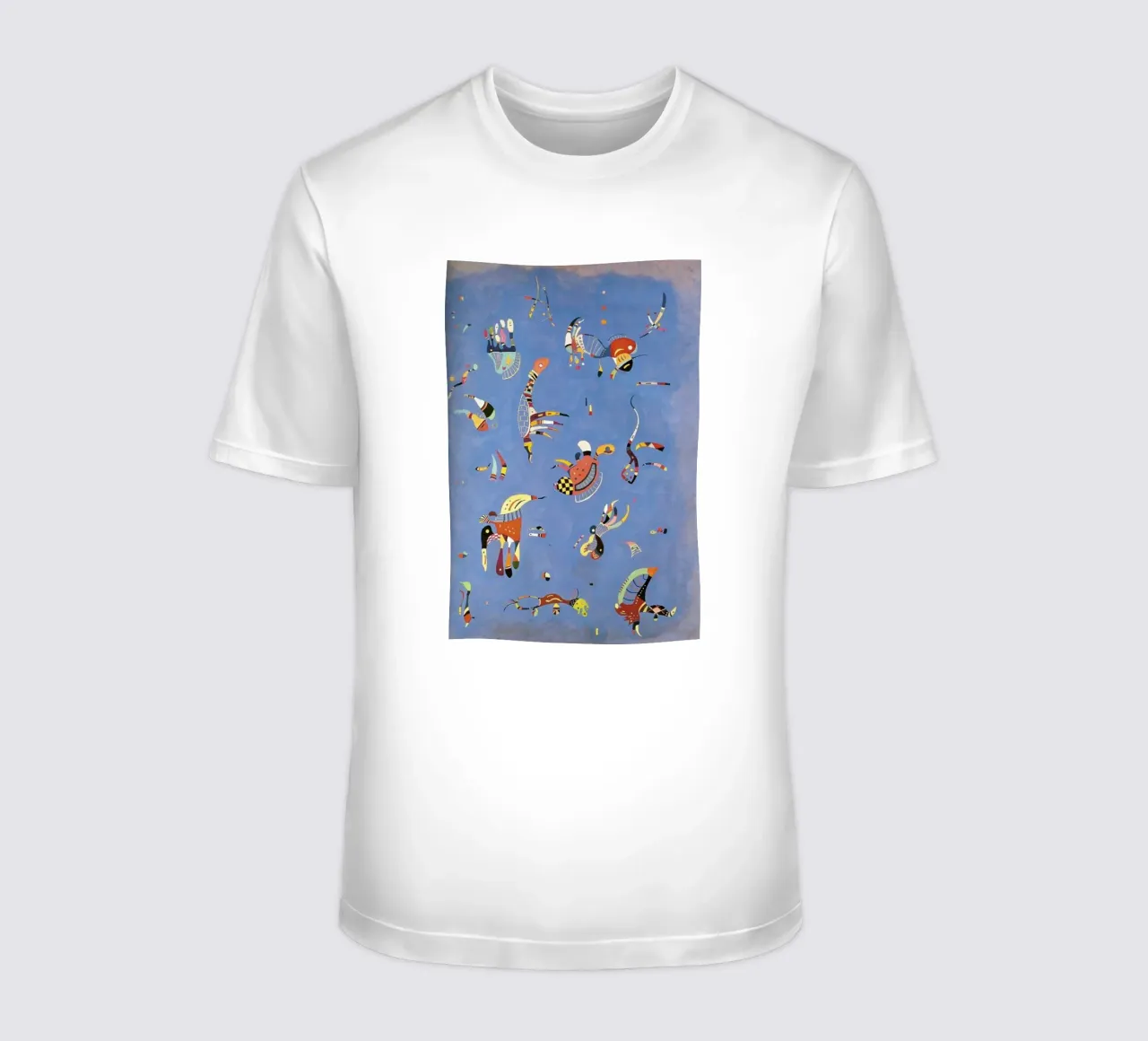 multicolored pieces floating objects t-shirt by lara shop