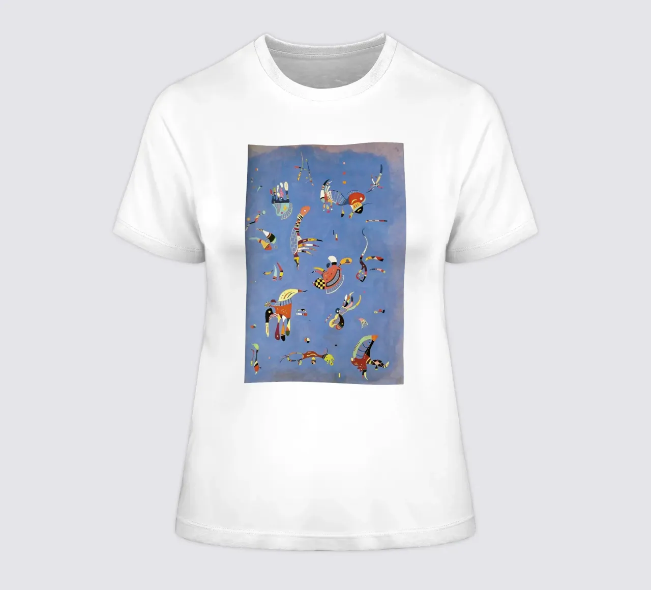 multicolored pieces floating objects women's fitted t-shirt by lara shop