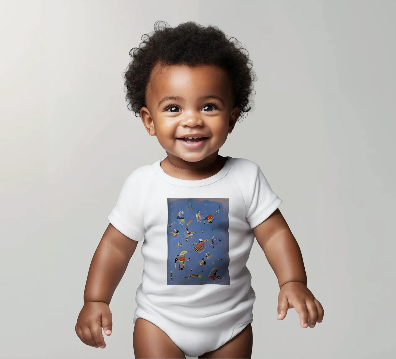 multicolored pieces floating objects short-sleeve baby romper by lara shop