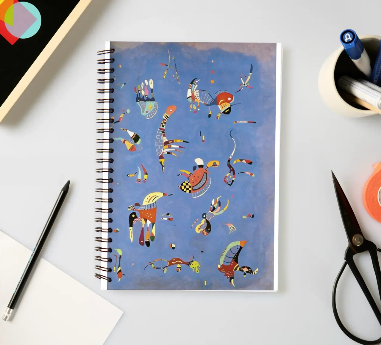 multicolored pieces floating objects spiral notebook by lara shop