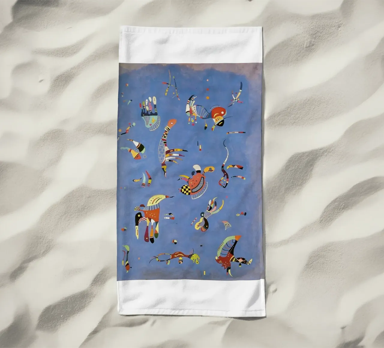 multicolored pieces floating objects beach towel by lara shop