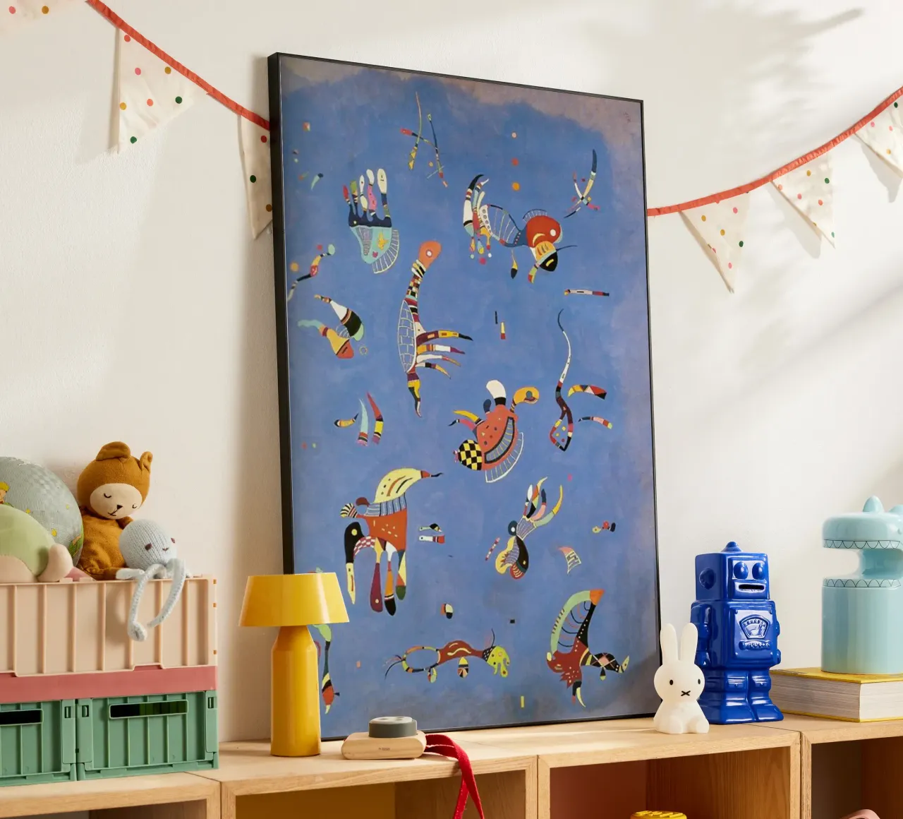 multicolored pieces floating objects alu-dibond by lara shop