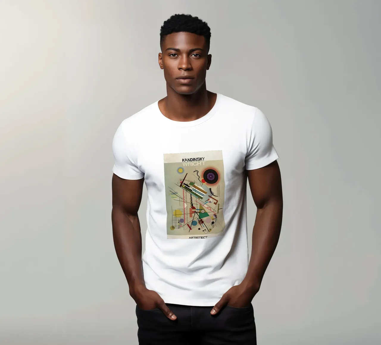 circles, squares, intersecting lines t-shirt by lara shop