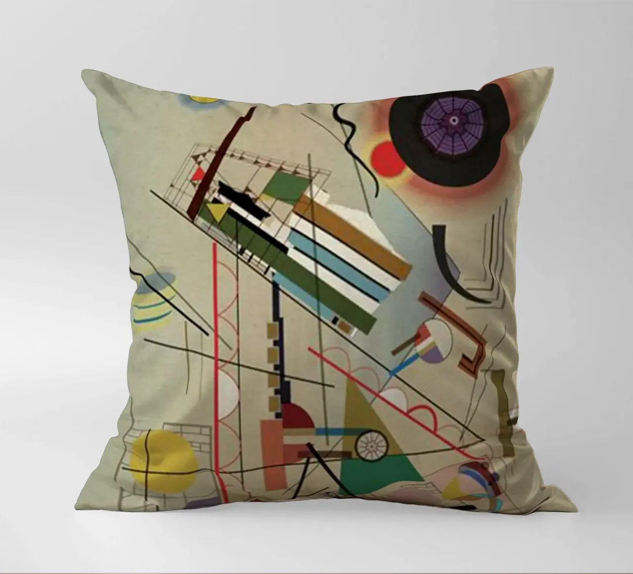 circles, squares, intersecting lines decorative cushion by lara shop