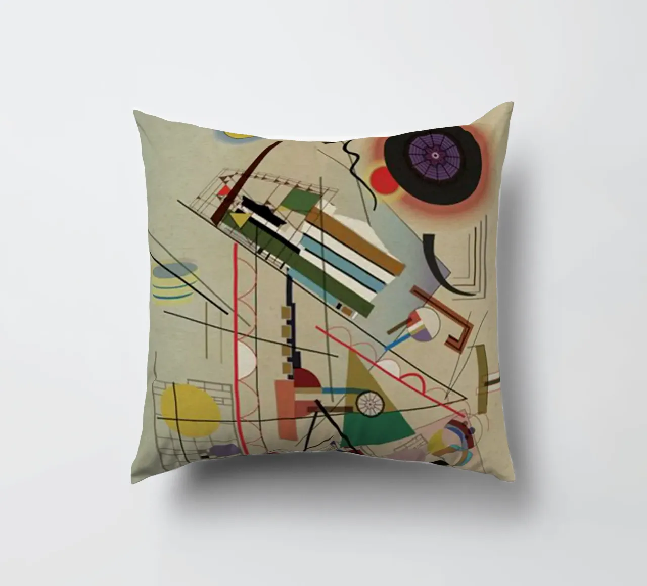 circles, squares, intersecting lines decorative cushion by lara shop