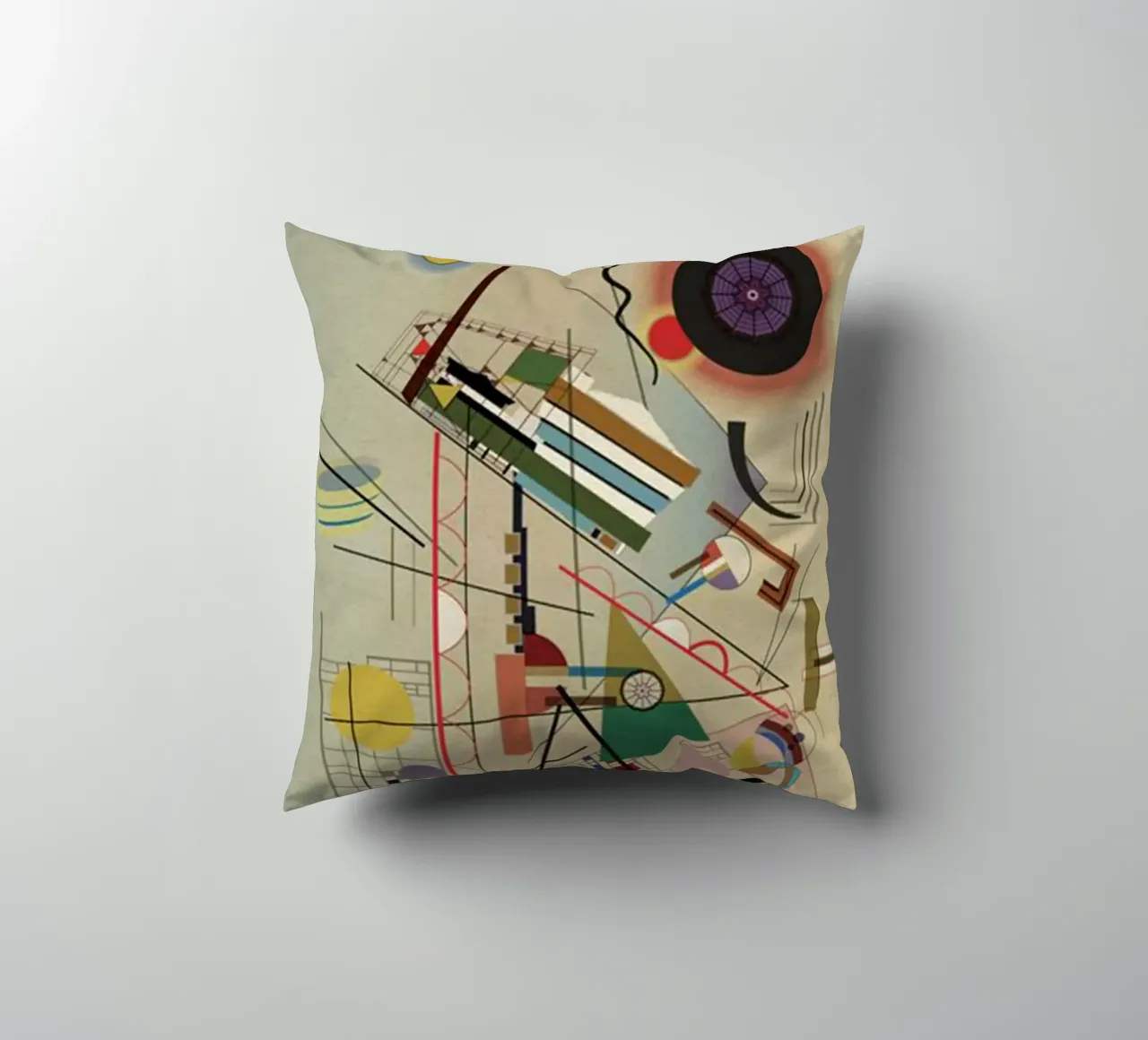 circles, squares, intersecting lines decorative cushion by lara shop