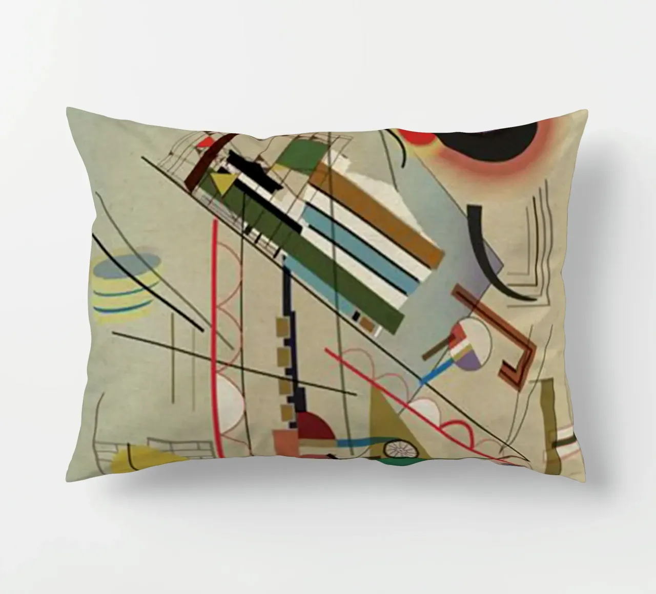 circles, squares, intersecting lines decorative cushion by lara shop