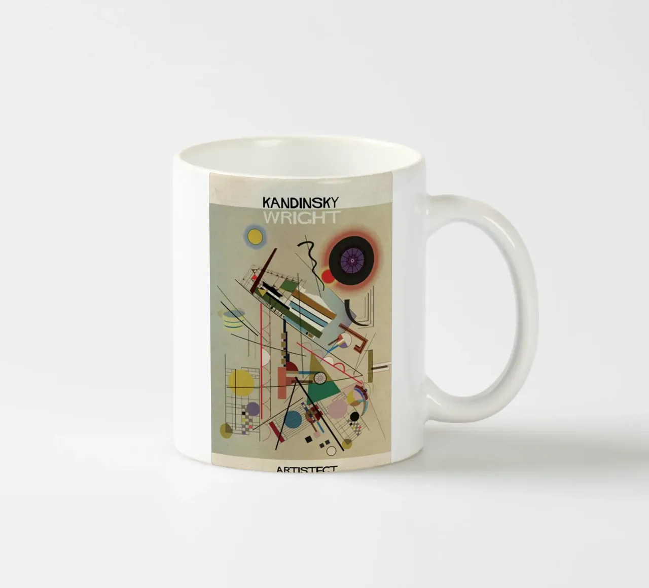 circles, squares, intersecting lines ceramic mug by lara shop