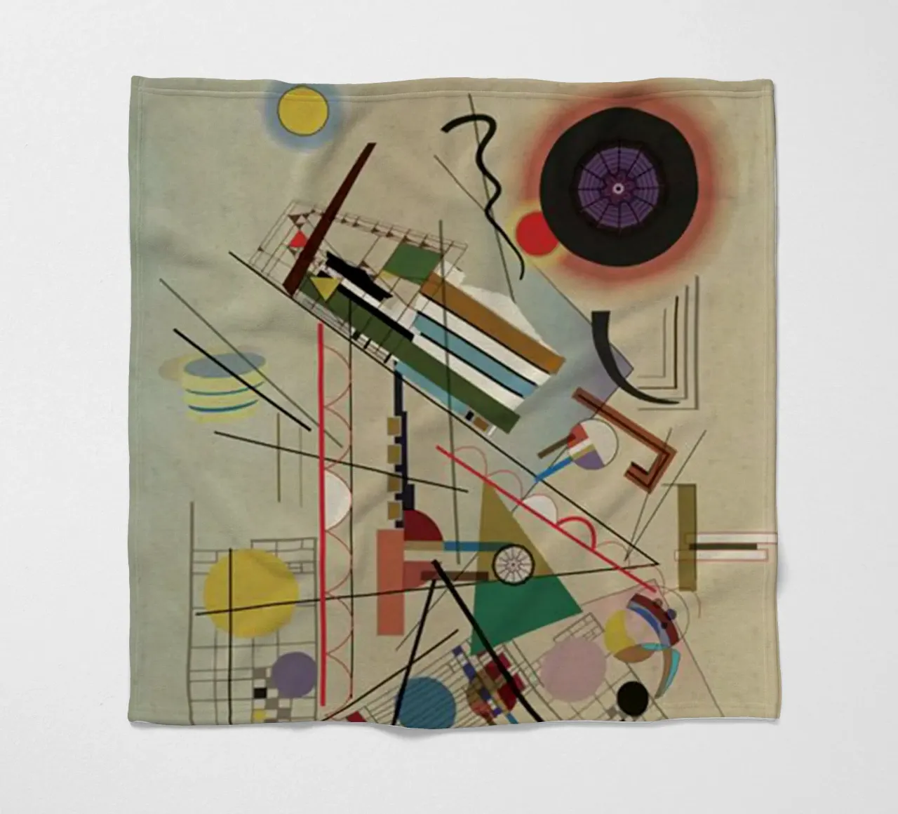 circles, squares, intersecting lines fleece blanket by lara shop