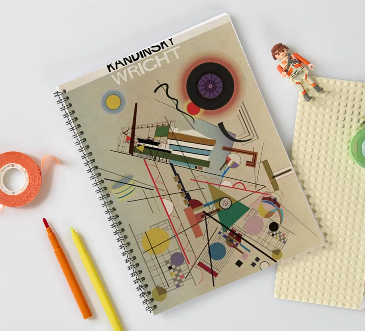 circles, squares, intersecting lines spiral notebook by lara shop