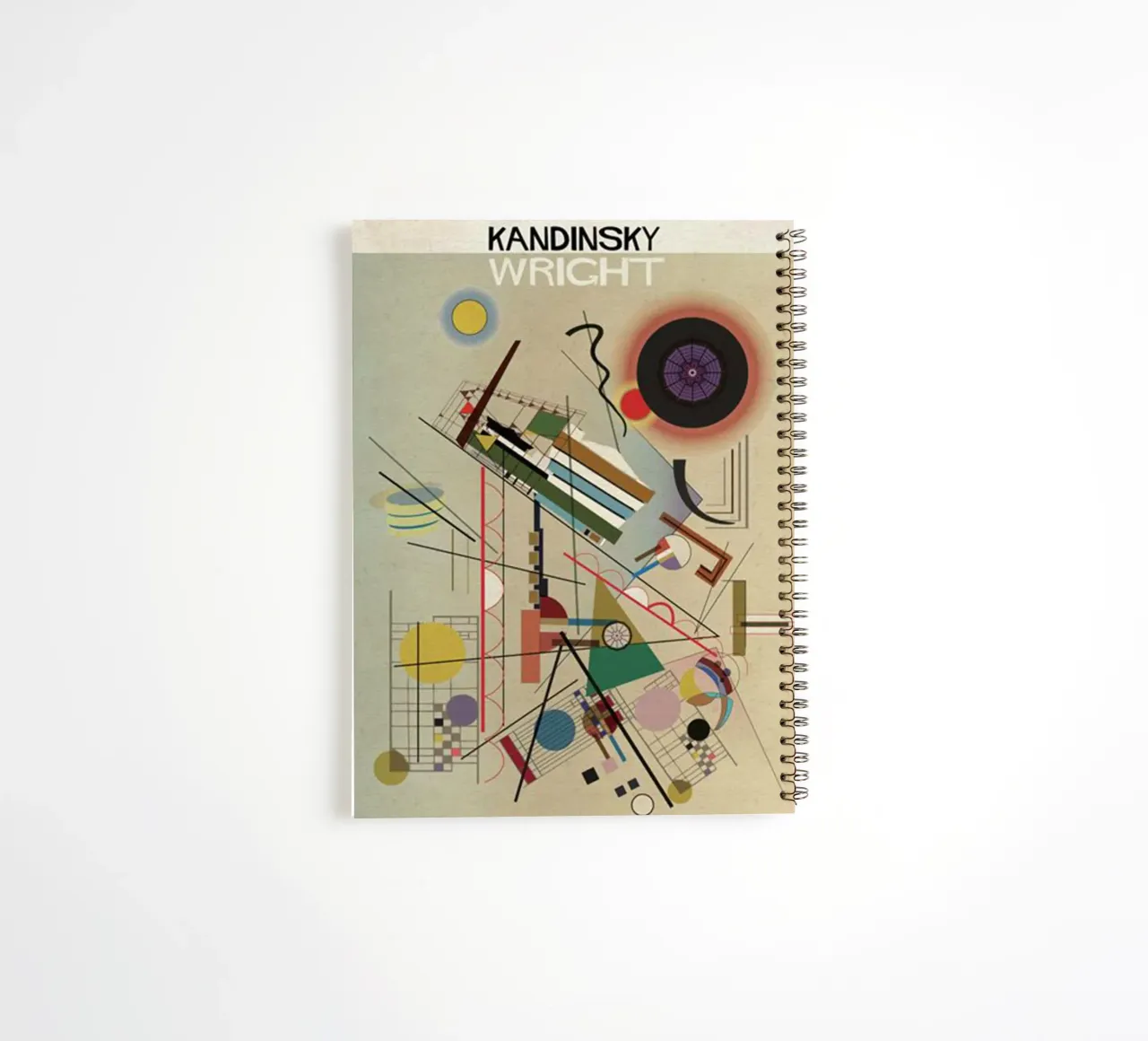 circles, squares, intersecting lines spiral notebook by lara shop