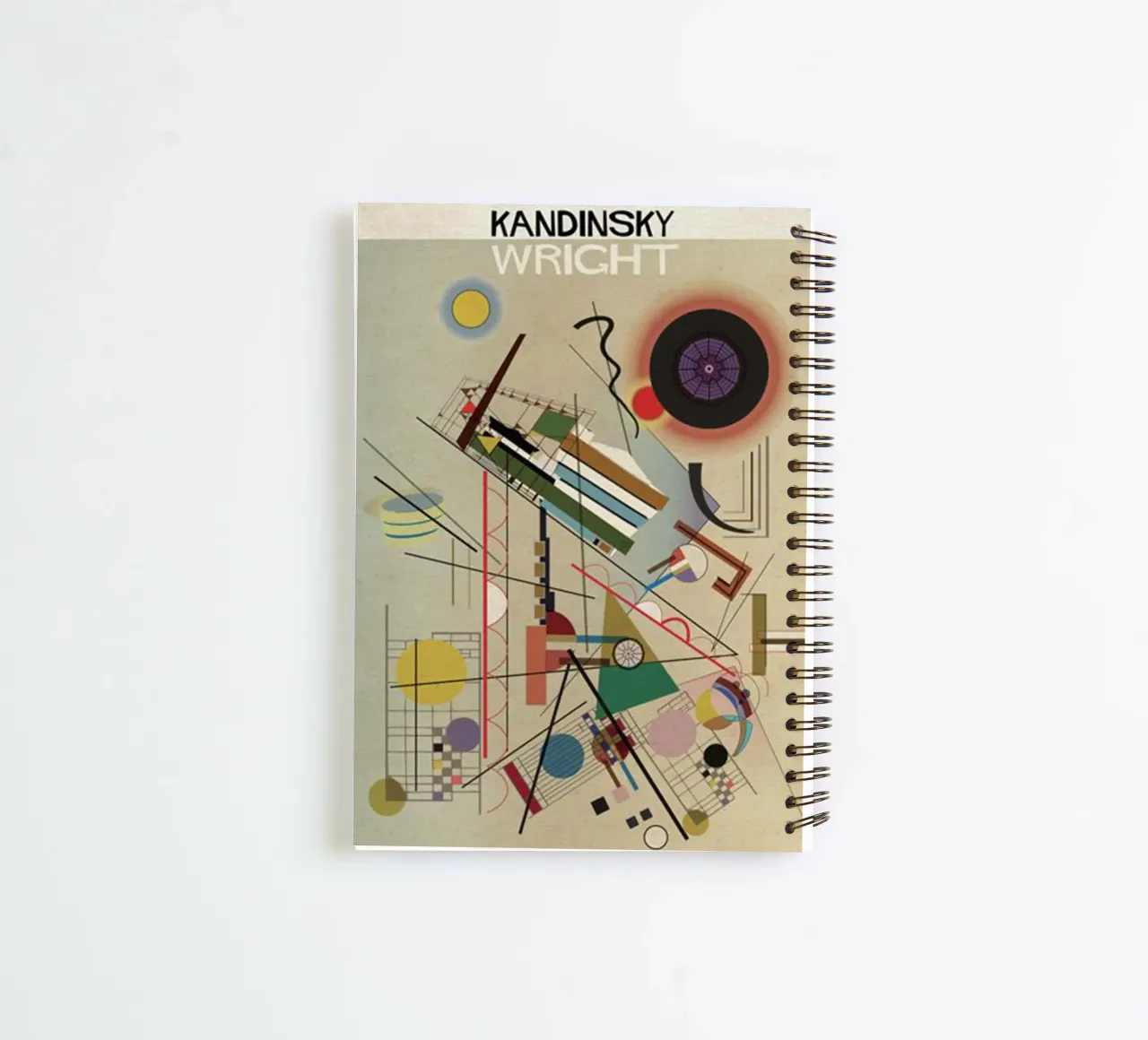 circles, squares, intersecting lines spiral notebook by lara shop