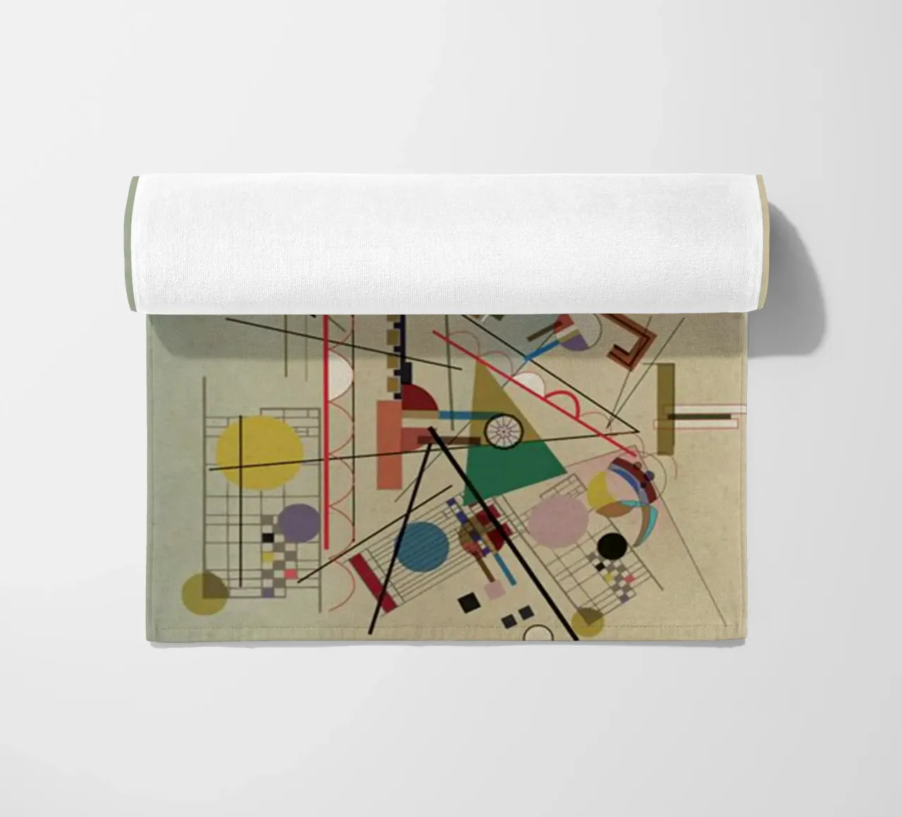 circles, squares, intersecting lines beach towel by lara shop
