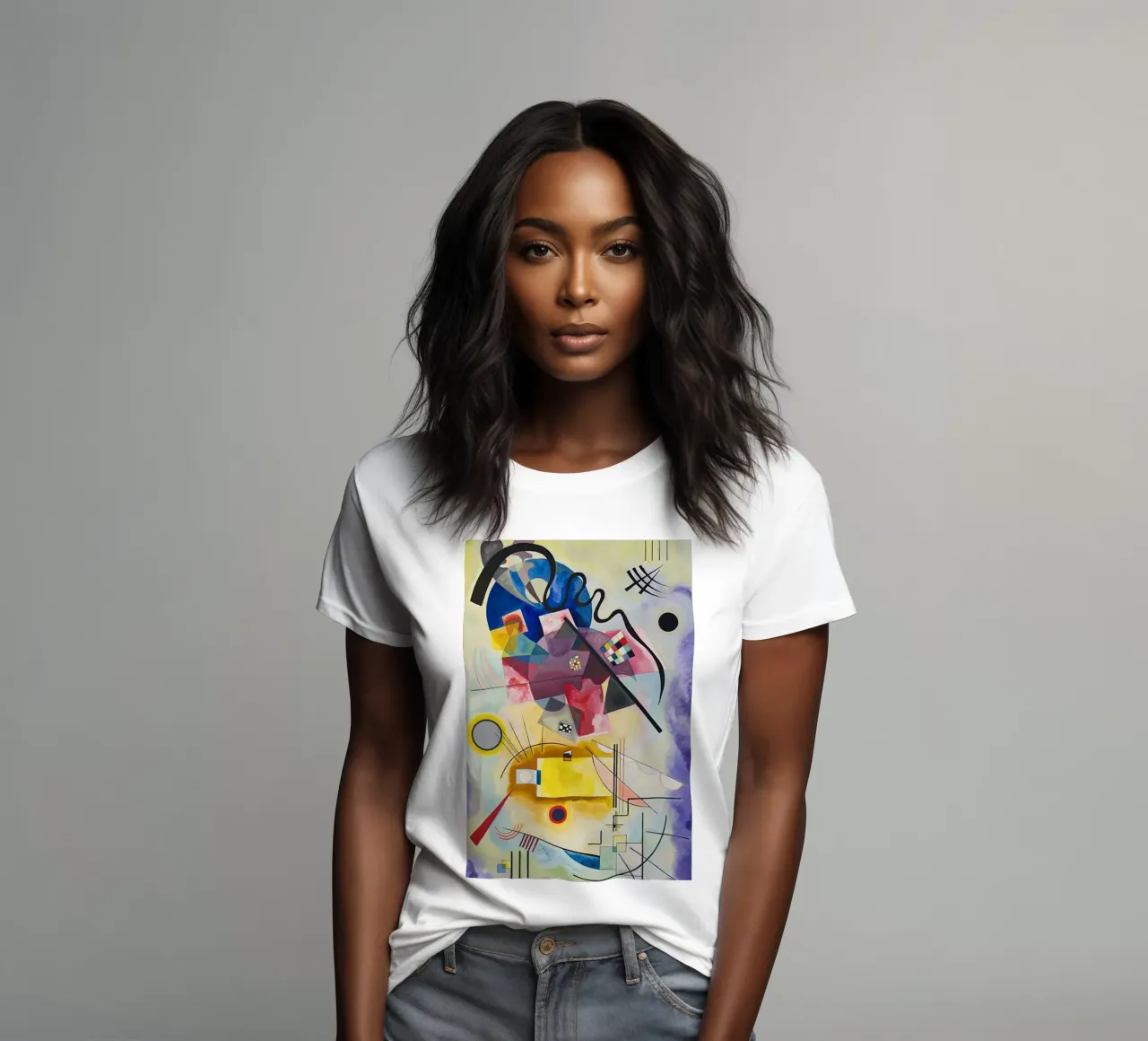 forme sovrapposte macchie colorate t-shirt da donna da lara shop
